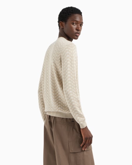 Armani Jersey En Mezcla De Lyocell Y Lana Virgen Con Motivo Integral De águilas En Tejido Jacquard ASV