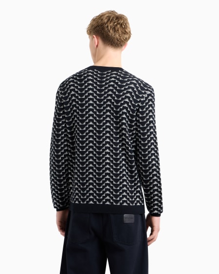 Armani Jersey En Mezcla De Lyocell Y Lana Virgen Con Motivo Integral De águilas En Tejido Jacquard ASV
