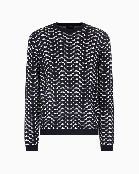 Armani Jersey en mezcla de lyocell y lana virgen con motivo integral de águilas en tejido jacquard ASV