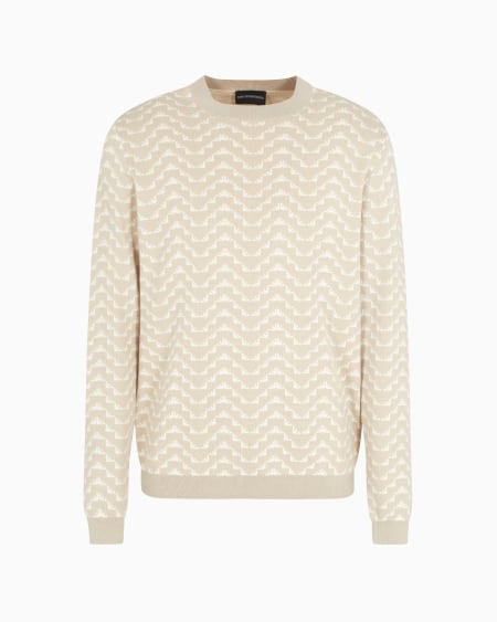 Armani Jersey en mezcla de lyocell y lana virgen con motivo integral de águilas en tejido jacquard ASV