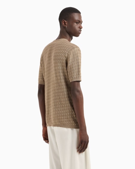 Armani Jersey En Mezcla De Viscosa Con Motivo óptico Bicolor En Tejido Jacquard Icon