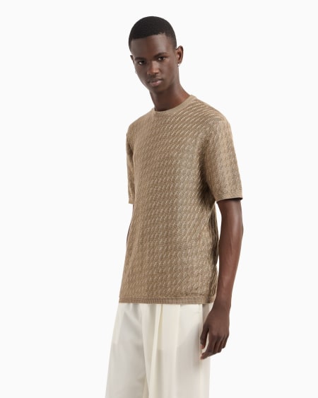 Armani Jersey En Mezcla De Viscosa Con Motivo óptico Bicolor En Tejido Jacquard Icon