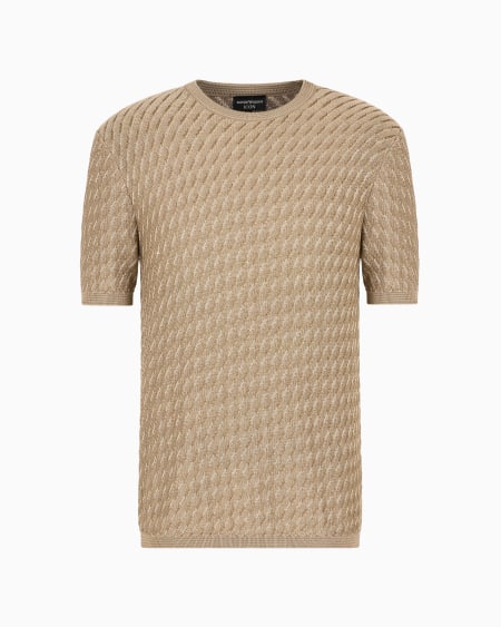 Armani Jersey en mezcla de viscosa con motivo óptico bicolor en tejido jacquard Icon