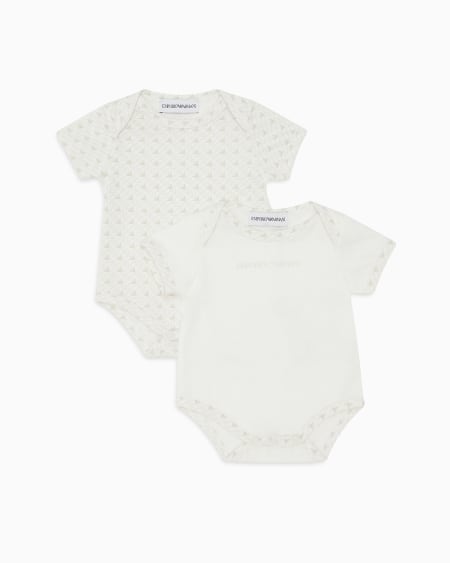 Armani Lot de 2 bodys en jersey avec logo et aigles optiques