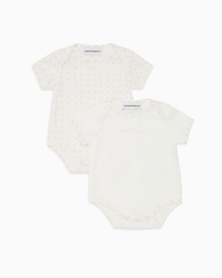 Armani Lot de 2 bodys en jersey avec logo et aigles optiques