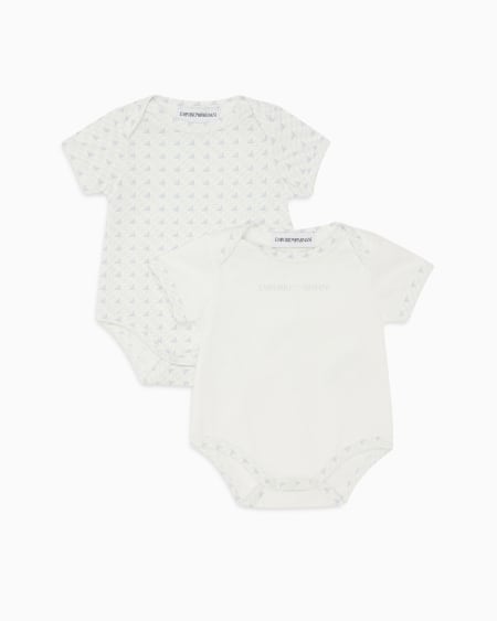 Armani Lot de 2 bodys en jersey avec logo et aigles optiques