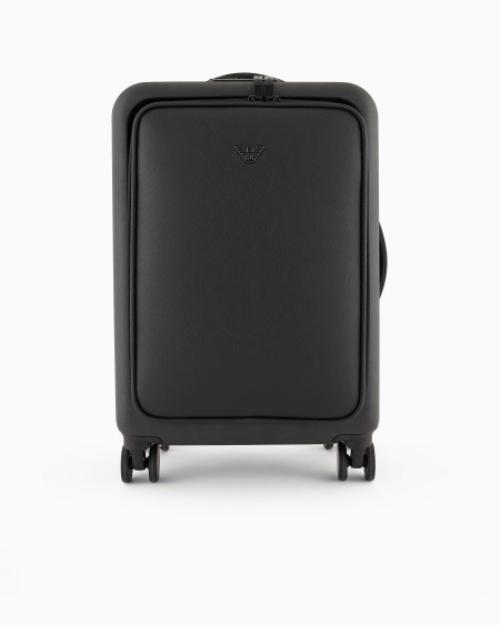 Armani Maleta de cabina en ABS con detalle de piel saffiano y placa de águila