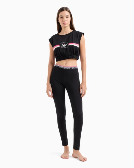 Armani Mallas De Estar Por Casa De Algodón Orgánico Iconic Con Banda Con Logotipo ASV