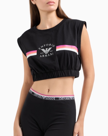 Armani Mallas De Estar Por Casa De Algodón Orgánico Iconic Con Banda Con Logotipo ASV