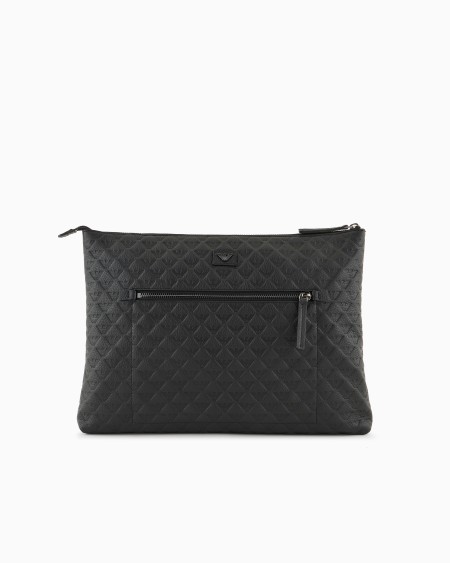 Armani Maxibolso de mano en piel con motivo integral de águila en relieve