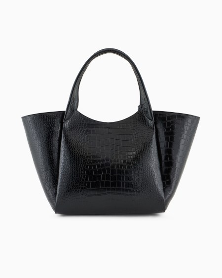 Armani Maxibolso Shopper Con Acabado Estampado De Cocodrilo Y Colgante Con Logotipo
