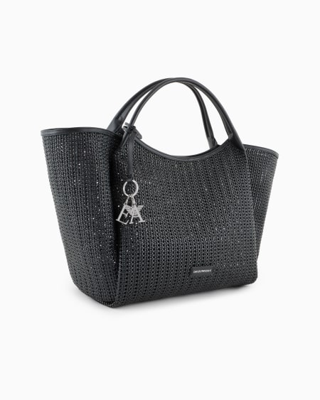 Armani Maxibolso Shopper Trenzado Con Colgante De Logotipo