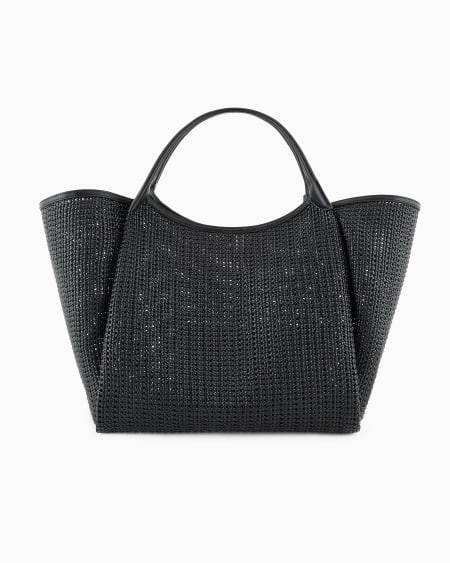 Armani Maxibolso Shopper Trenzado Con Colgante De Logotipo