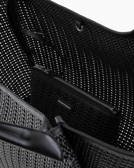 Armani Maxibolso Shopper Trenzado Con Colgante De Logotipo