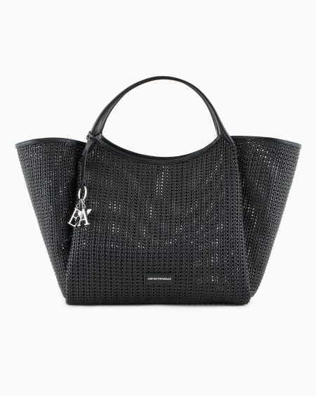 Armani Maxibolso shopper trenzado con colgante de logotipo