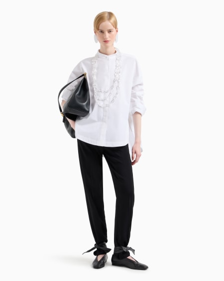 Armani Maxicamisa Con Cuello De Tira De Algodón Esmerilado