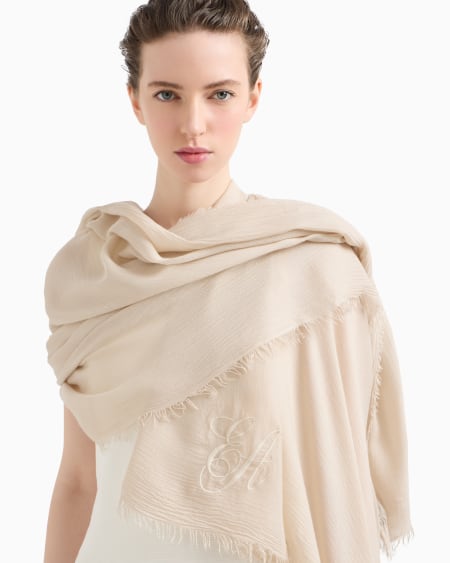 Armani Maxiestola De Modal Con Bordado De La Firma EA