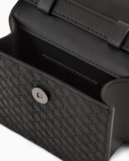 Armani Minibolso Bandolera De Piel Con Motivo Integral En Relieve