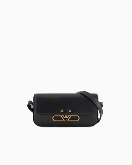 Armani Minibolso bandolera de piel lisa con logotipo de águila de metal