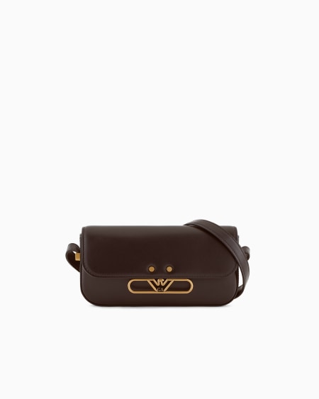 Armani Minibolso bandolera de piel lisa con logotipo de águila de metal