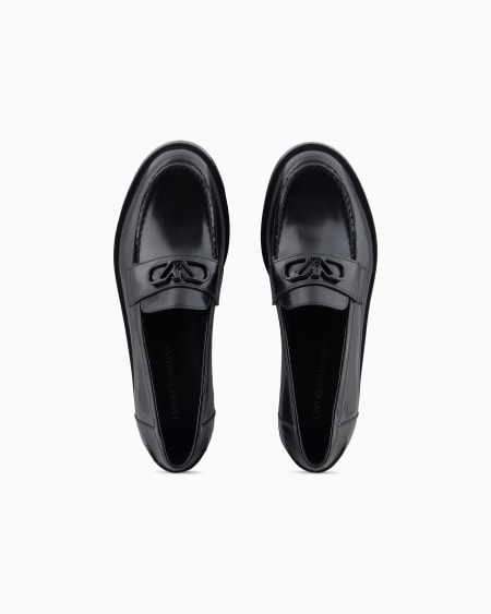 Armani Mocasines De Piel Cepillada Con Placa De águila