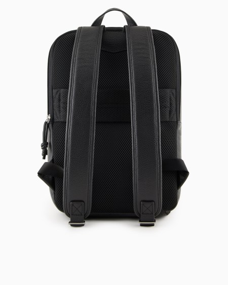 Armani Mochila Con Bolsillo Para Portátil En Piel Abatanada