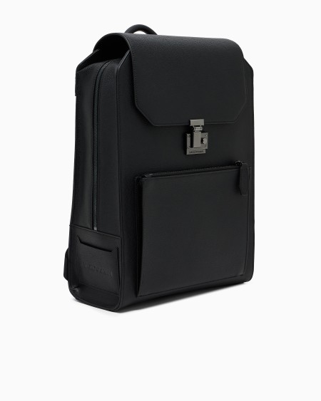 Armani Mochila Con Solapa Y Bolsillo Para Portátil En Piel Abatanada