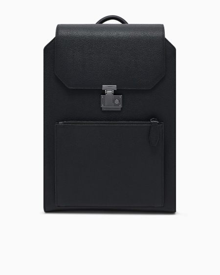 Armani Mochila con solapa y bolsillo para portátil en piel abatanada