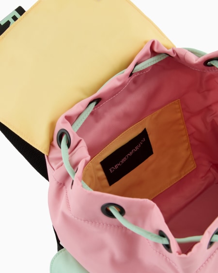 Armani Mochila De Nailon Con Detalles De Bloques De Color Y Cincha Con Logotipo