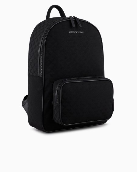 Armani Mochila De Nailon Con Motivo Integral De águila En Tejido Jacquard