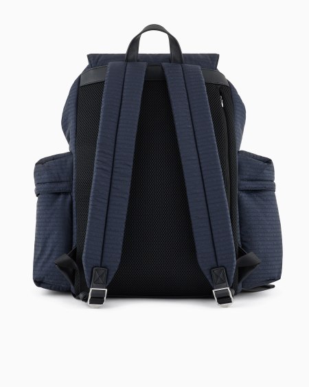 Armani Mochila De Tejido Jacquard De Nailon Con Inscripción Integral De Logotipo EA