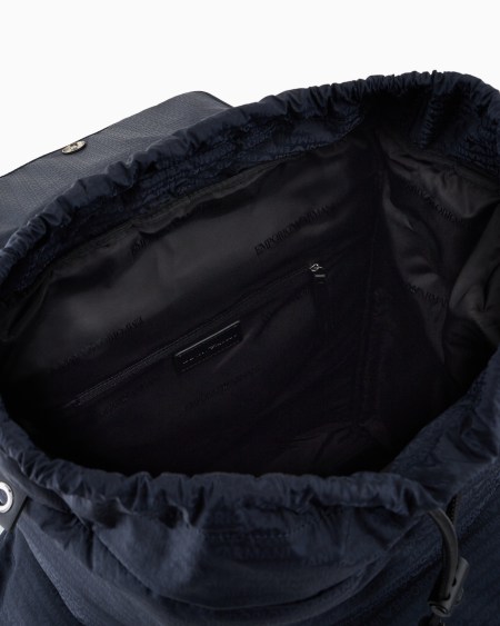 Armani Mochila De Tejido Jacquard De Nailon Con Inscripción Integral De Logotipo EA