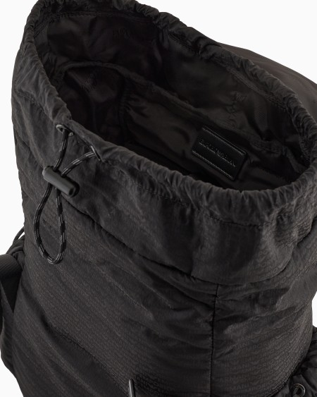 Armani Mochila De Tejido Jacquard De Nailon Con Inscripción Integral De Logotipo EA