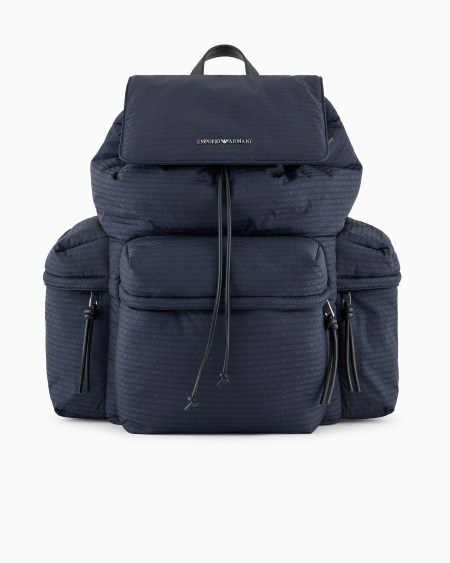 Armani Mochila de tejido jacquard de nailon con inscripción integral de logotipo EA