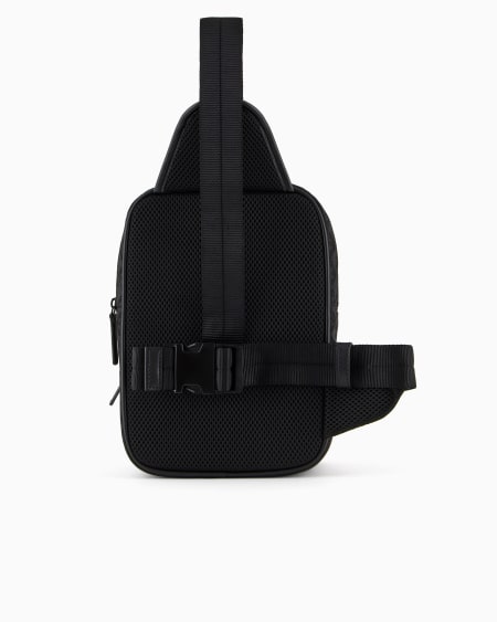 Armani Mochila De Un Solo Tirante De Nailon Con Motivo Integral De águila En Tejido Jacquard