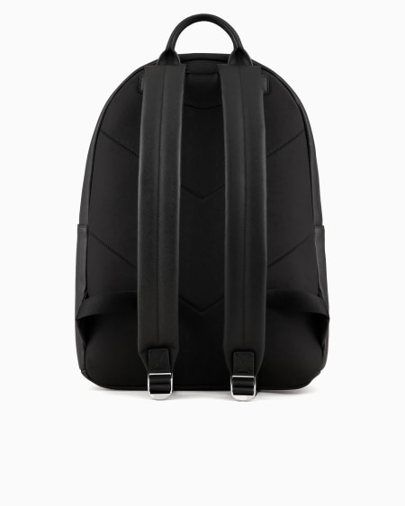 Armani Mochila Redondeada De Piel Saffiano Regenerada Con Placa De águila ASV
