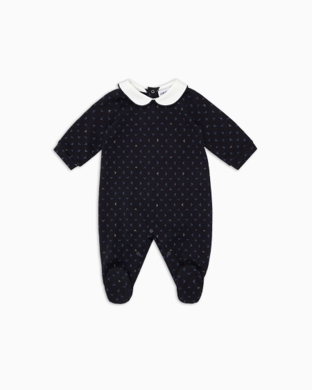 Armani Mono con cuello Claudine y motivo integral de águila con efecto óptico