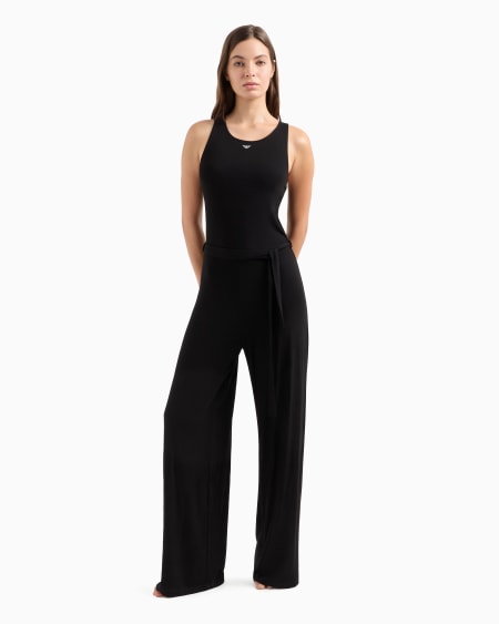 Armani Mono Playero En Viscosa Reciclada Con Logotipo De Microtachuelas ASV