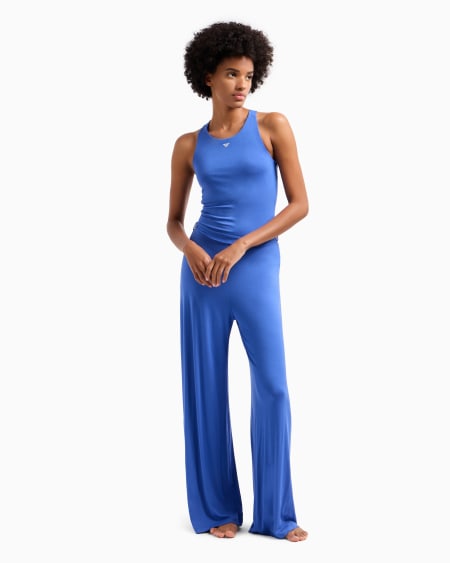 Armani Mono Playero En Viscosa Reciclada Con Logotipo De Microtachuelas ASV