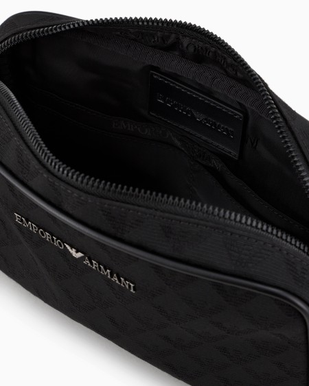 Armani Neceser De Nailon Con Motivo Integral De águila En Tejido Jacquard