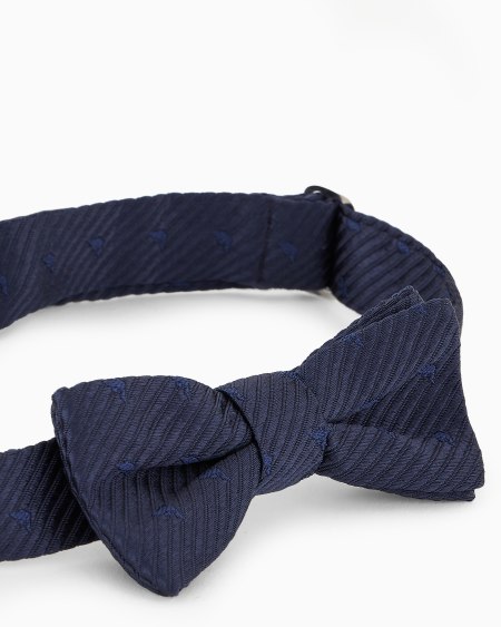 Armani Pajarita A Rayas En Tejido Jacquard De Seda Pura Con Microáguilas