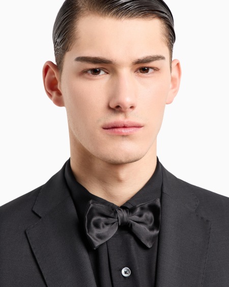 Armani Pajarita Anudada De Seda Pura Microadamascada