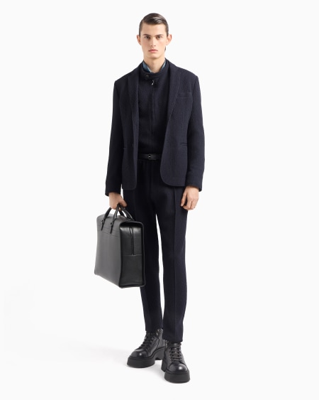 Armani Pantalones Chinos Con Pliegues De Punto Elástico De Lana Virgen Con Efecto Tridimensional