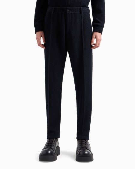 Armani Pantalones Chinos Con Pliegues De Punto Elástico De Lana Virgen Con Efecto Tridimensional