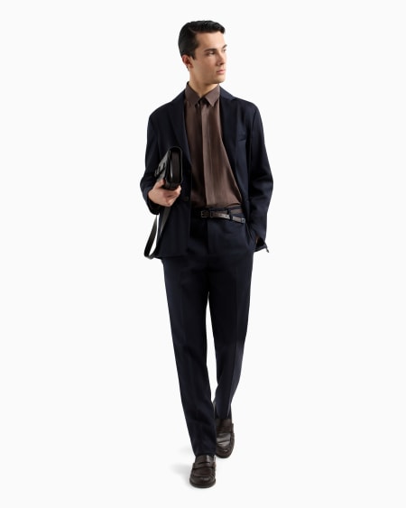 Armani Pantalones Chinos De Sarga Ligera De Mezcla De Lana Virgen