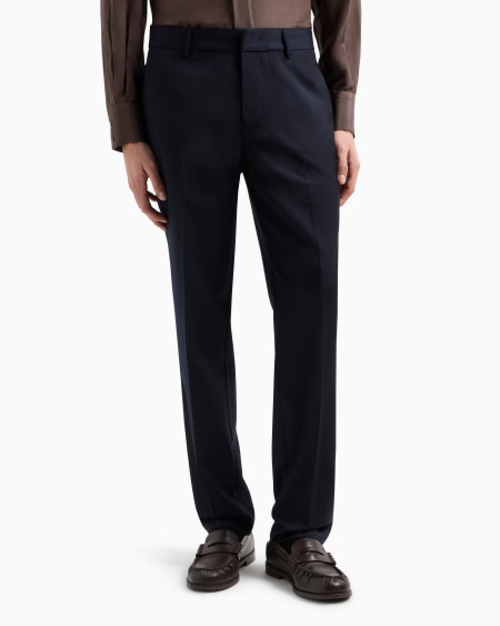 Armani Pantalones Chinos De Sarga Ligera De Mezcla De Lana Virgen