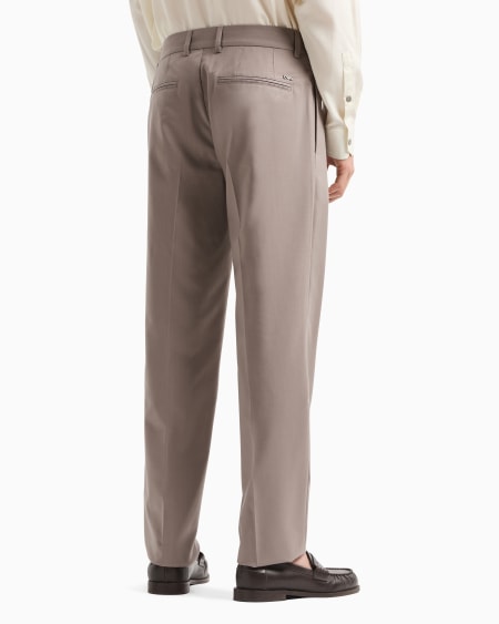 Armani Pantalones Chinos De Sarga Ligera De Mezcla De Lana Virgen