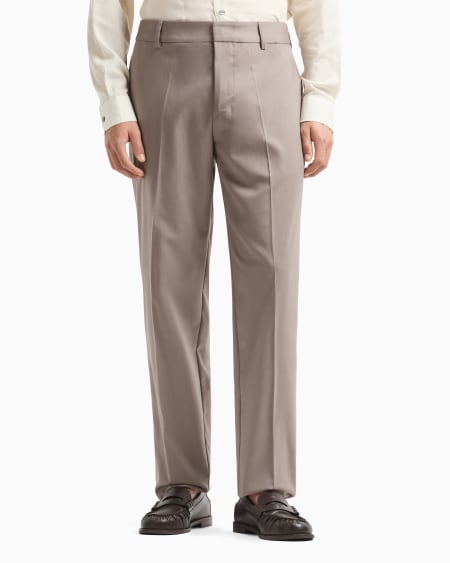 Armani Pantalones Chinos De Sarga Ligera De Mezcla De Lana Virgen