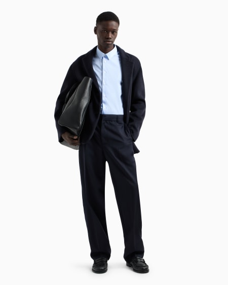 Armani Pantalones Chinos De Sarga Ligera De Mezcla De Lana Virgen