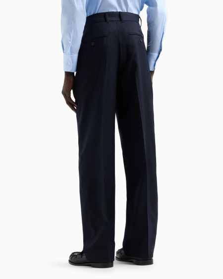 Armani Pantalones Chinos De Sarga Ligera De Mezcla De Lana Virgen